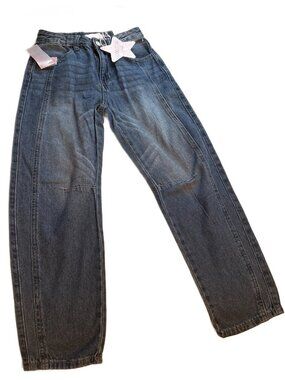 Gogo Star Girl's High Rise Barrel Leg Blue Jeans Size 10 NWT